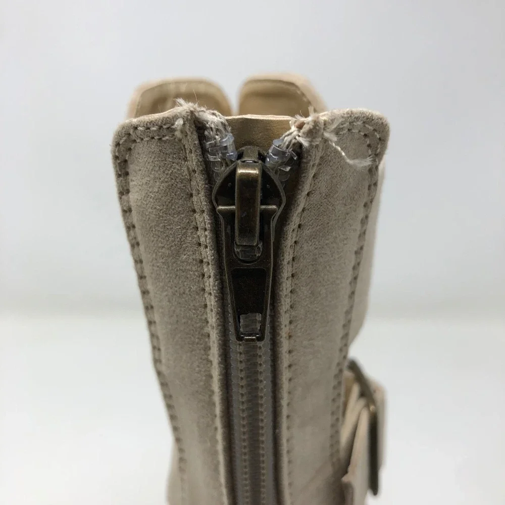 Joy Folie Kiki Gladiator Boot Toddler 13 Taupe Lace Up Mid Calf Zipper Flats